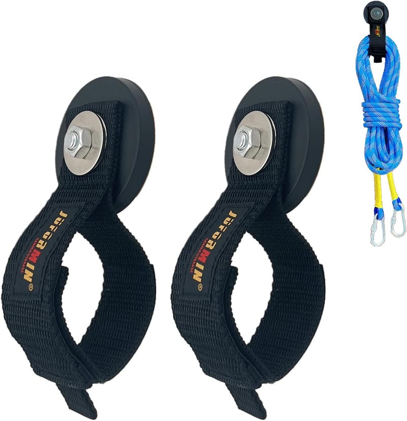 Juformin Heavy Duty Magnetic Hook, Magnetic Tool Holder, Magnetic Garage Hooks, Extension Cord Strap for Cable, Rope, Wire Storage in Garage,Workshop,RV,Pick-up(Dia.2.59" Magnet * 2Pcs) - Image 1